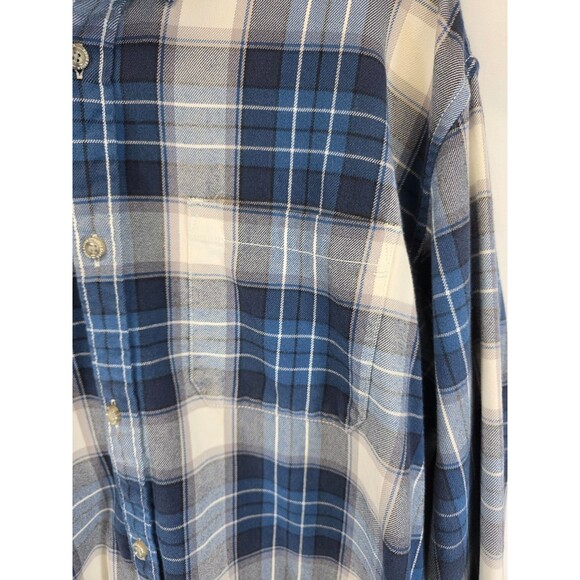 Eddie Bauer Shirt Mens XL Blue Plaid Flannel Long Sleeve Button Up Cotton - Picture 4 of 8